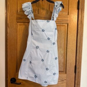 Lost + Wander Blue Floral Embroidered Dress